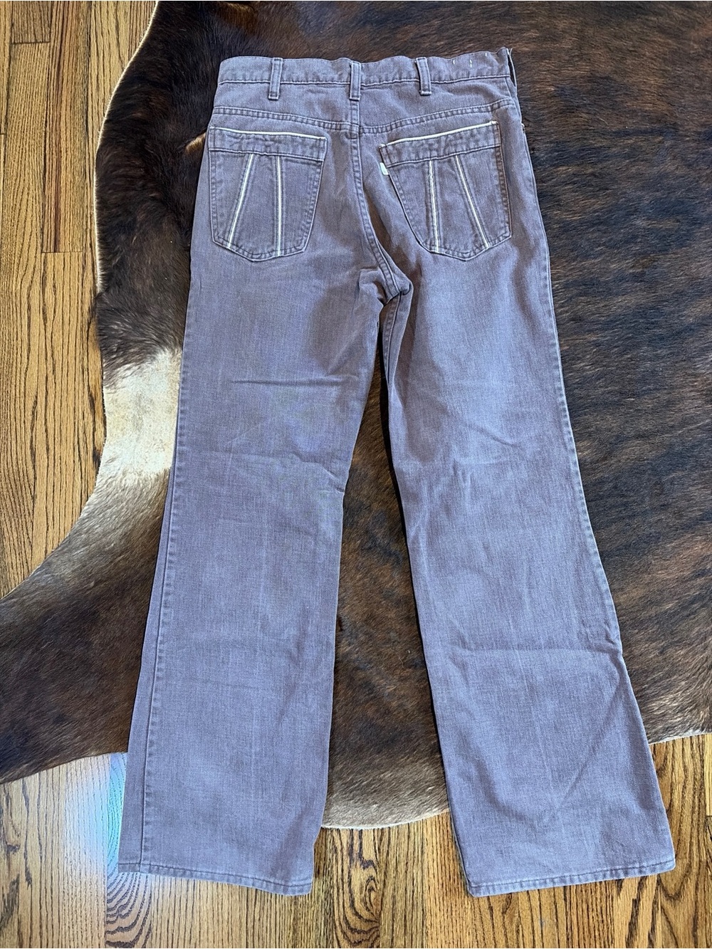 Vtg 70s Levis For Gals White Tab Western Piping Flare Pants Women 31x31 USA Brwn